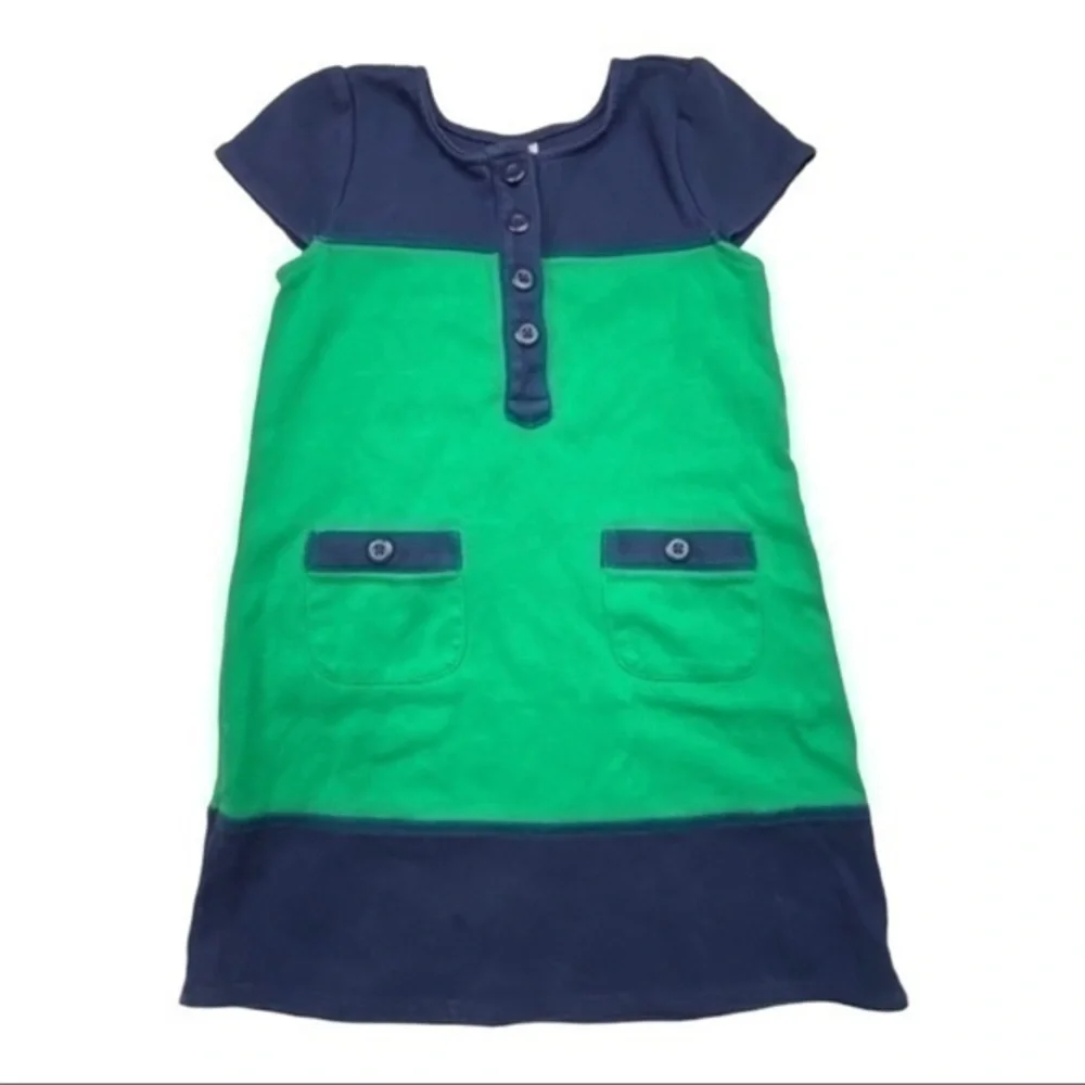 Gymboree Color Block Shift Dress Girls Size 5‎ Short Sleeve Dark Blue and Green